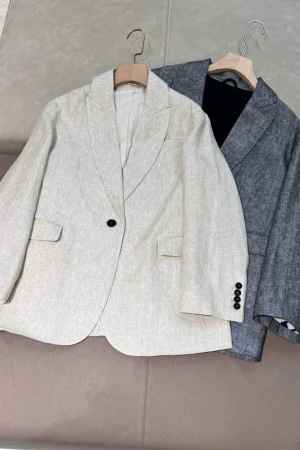 Casual business imported linen early spring thin blazer