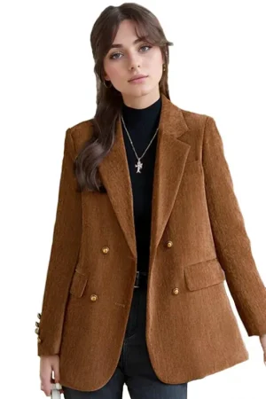 Autumn Winter Thick Blazer Jackets Woman Clothing 2024 Turn Down Collar Vintage Coats Outerwears Elegant Ladies Jaqueta Feminina