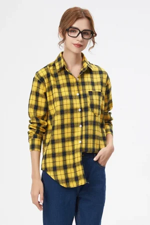 Exquisite Flannel Plaid Shirt Women 2024 New Spring Autumn New Womens Casual Loose Long Sleeve Blouse and Tops Clothes Blusas