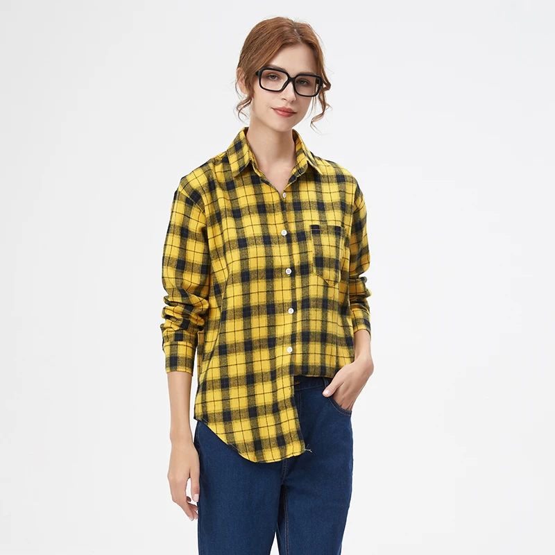 Exquisite Flannel Plaid Shirt Women 2024 New Spring Autumn New Womens Casual Loose Long Sleeve Blouse and Tops Clothes Blusas